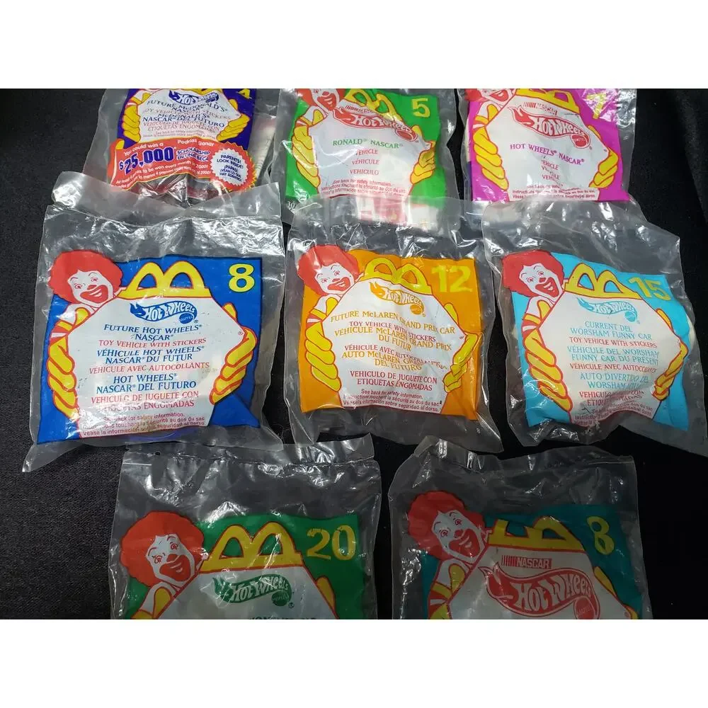McDonald Nascar Hot Wheel Happy Meal Toys Diecast Race Car Bundle Set of 8 1999